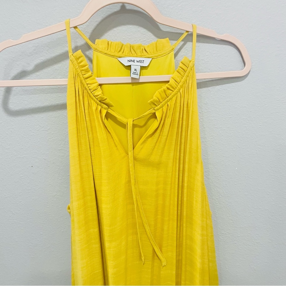 Nine West Canary Yellow Tiered Halter Maxi Dress Womens Size XL - Picture 4 of 9